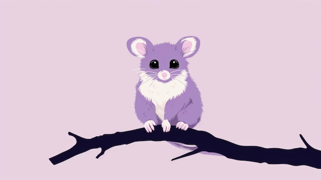 Muitas ilustrações minimalistas com opossums na cor lavanda.