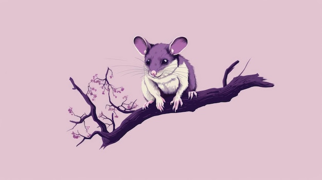 Muitas ilustrações minimalistas com opossums na cor violeta