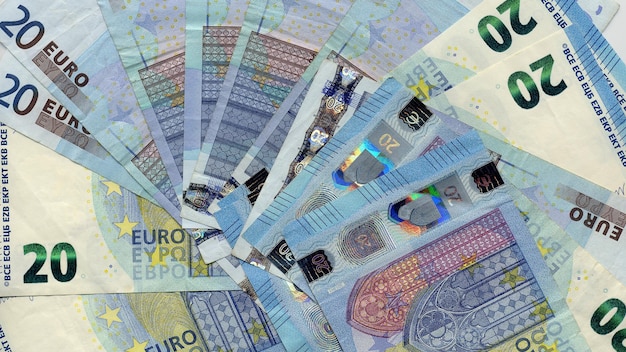 muitas notas de euro úteis como fundo