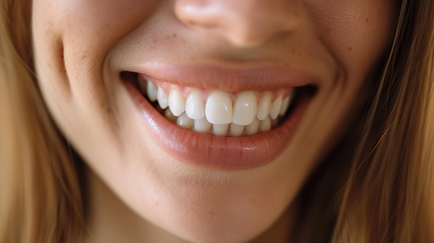 Muito de perto fêmeas saudáveis dentes sorrindo