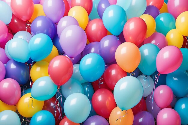Muitos balões coloridos como fundo.