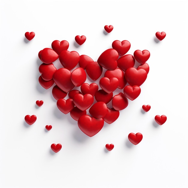 Muitos corações vermelhos dispostos em formato de coração