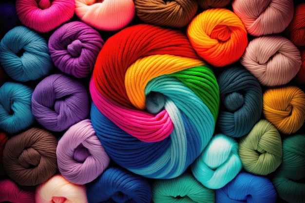 Muitos fios coloridos do arco-íris para tricotar fundo de fios torcidos