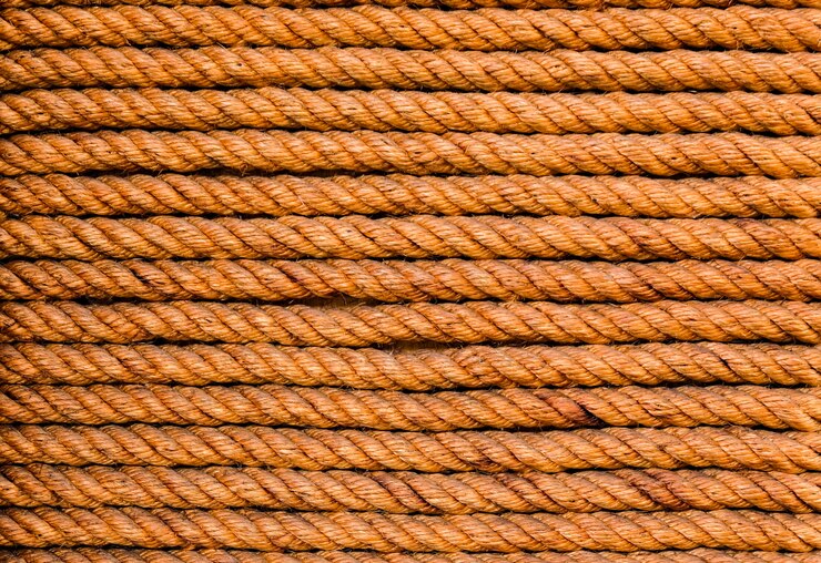 Foto muitos fundo e textura marrons horizontais da corda para o contexto da propaganda em linha.