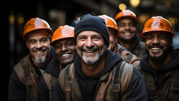 muitos trabalhadores da construção sorrindo imagens comerciais