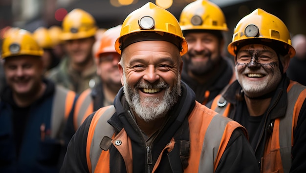 muitos trabalhadores da construção sorrindo imagens comerciais