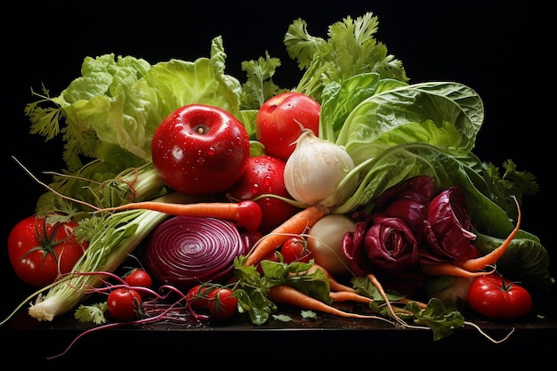 Muitos vegetais e frutas Alimentação saudável