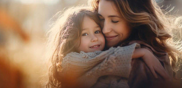 Una mujer acunando a una niña en un acogedor abrazo