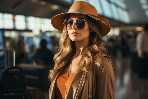 mujer en el aeropuerto