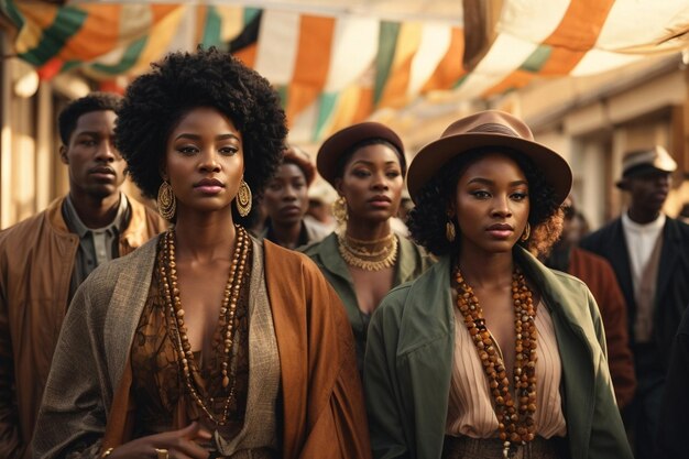 mujer africana con accesorios tradicionales de primer plano