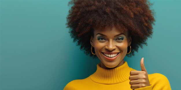 mujer africana con fondo azul