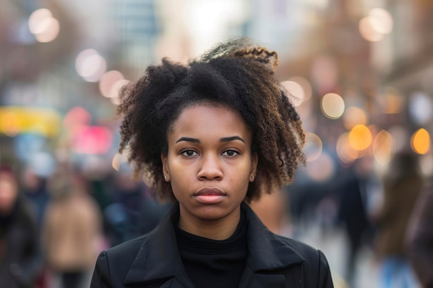 Foto mujer africana posando seriamente frente a la cámara