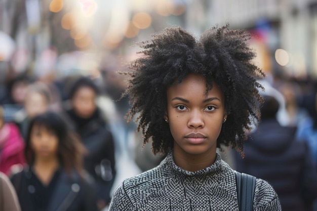 Foto mujer africana posando seriamente frente a la cámara