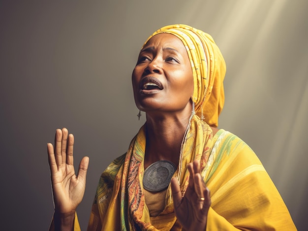 Mujer africana pose emocional y dinámica