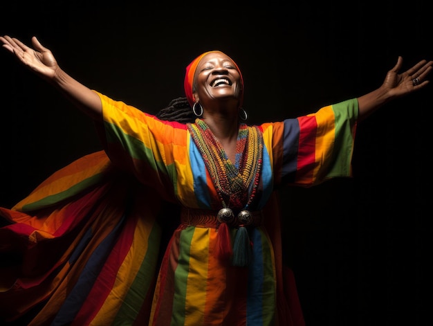 Mujer africana pose emocional y dinámica