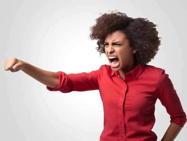 Mujer africana pose emocional y dinámica