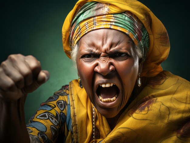 Mujer africana pose emocional y dinámica