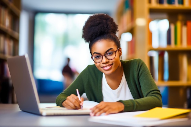 Mujer africana que se esfuerza por el éxito educativo