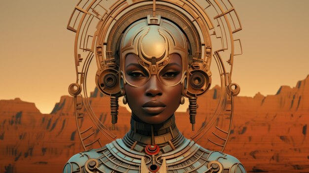 Una mujer africana con un tocado futurista ai