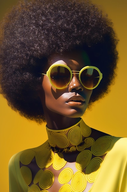 Una mujer con afro y gafas de sol.