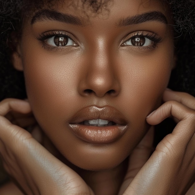 mujer afro con orejas de muestra bien cuidadas y perfectas sin pendientes