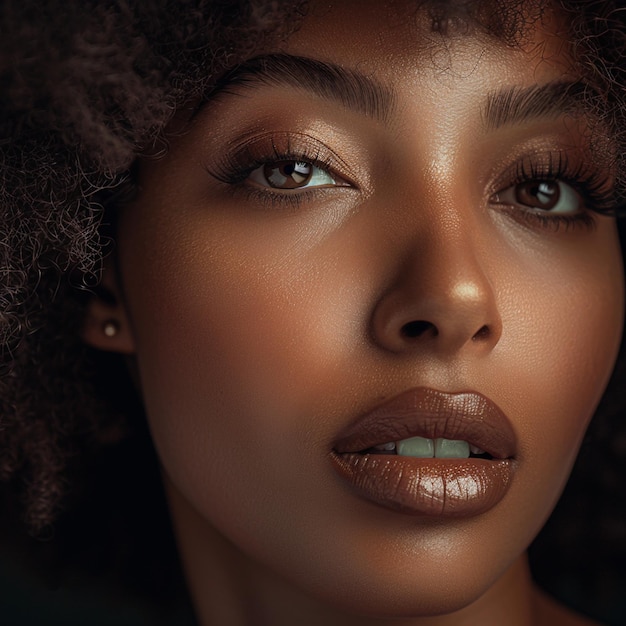 mujer afro con orejas de muestra bien cuidadas y perfectas sin pendientes