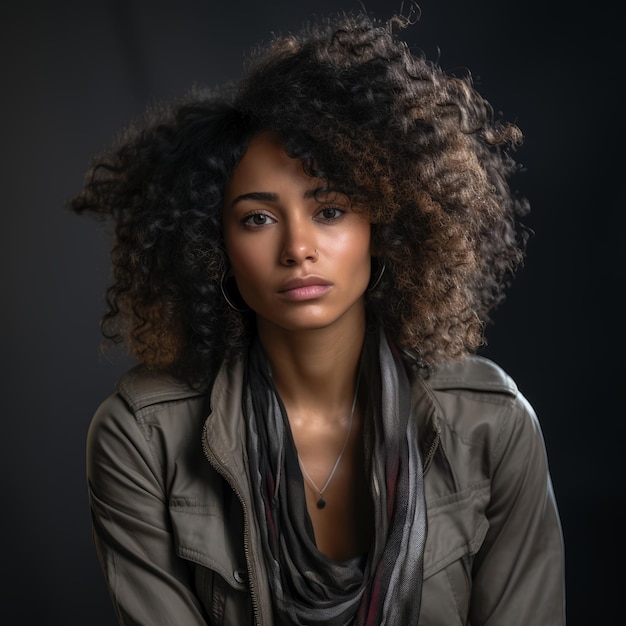 una mujer afroamericana con el pelo rizado