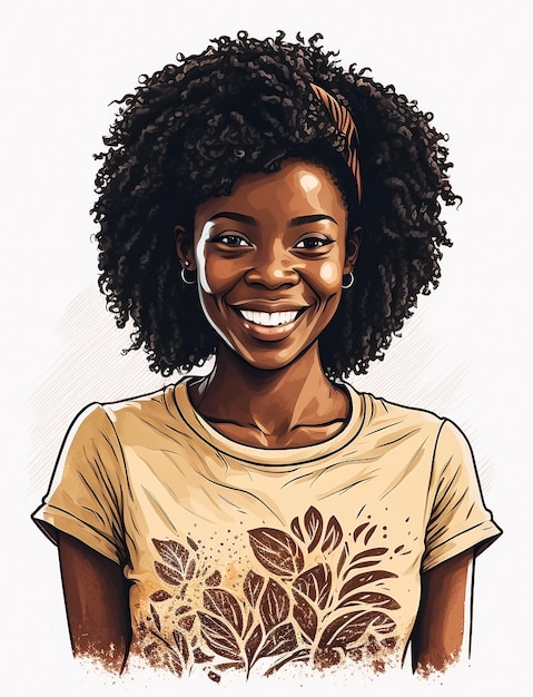 Mujer afroamericana sonriente con peinado afro Retrato de una joven hermosa