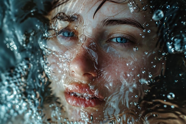 Mujer con agua en una cama suave