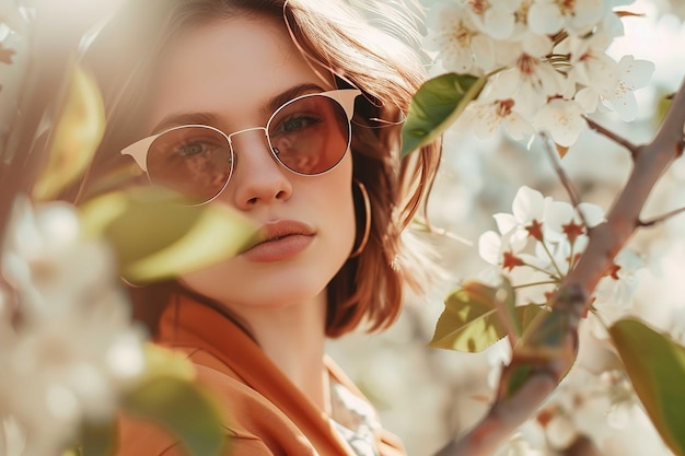 Mujer al aire libre con gafas de sol