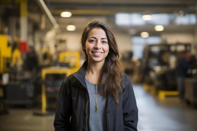 una mujer en un almacén con una sonrisa en su cara