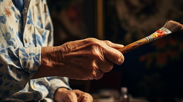 Mujer anciana con un pincel