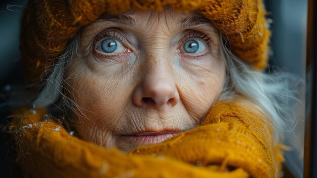 Foto mujer anciana que se enfrenta a la soledad en la vejez ia generativa