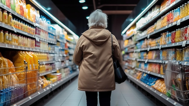 Mujer anciana en el supermercado