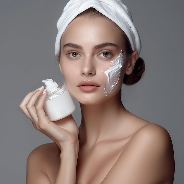 Foto mujer aplicando mascarilla