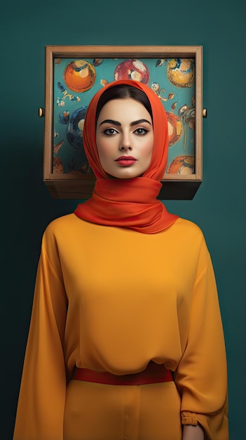 Mujer árabe con una caja