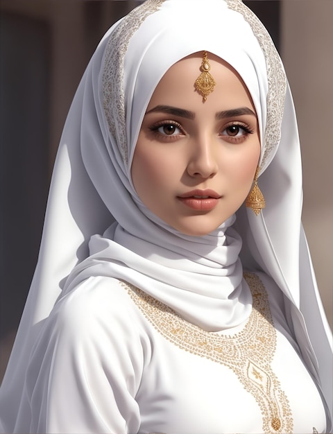 Foto una mujer árabe con traje blanco
