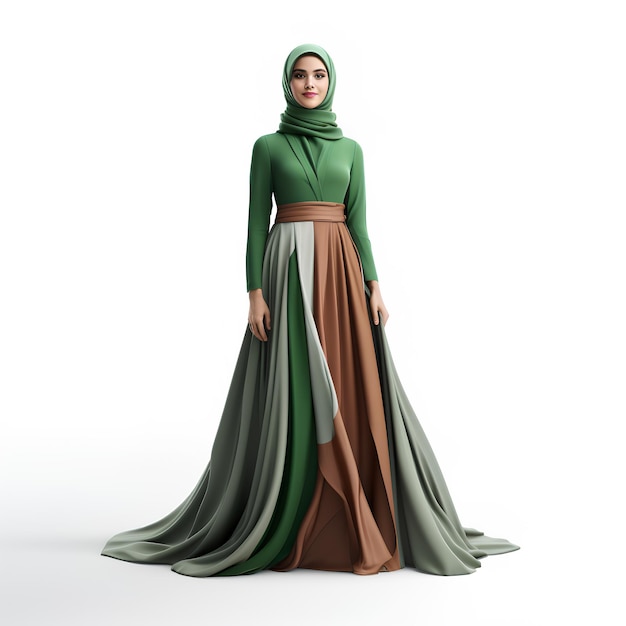 Foto mujer árabe con vestido verde elegante