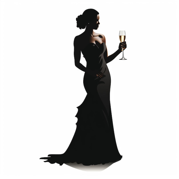 Foto mujer araffe en traje de noche sosteniendo una copa de champán ai generativo
