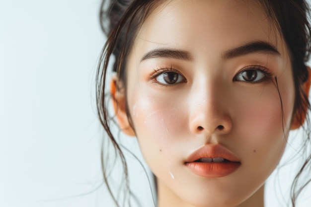 Mujer asiática de rostro fresco cuidado de la piel belleza y spa