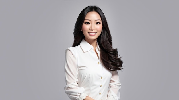 Mujer asiática en traje de negocios medio vista de cerca