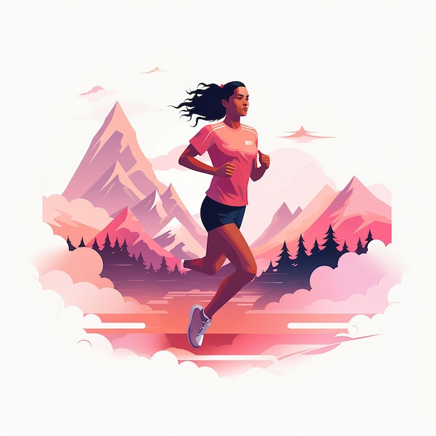 mujer atleta corredora diseño plano ilustración vectorial