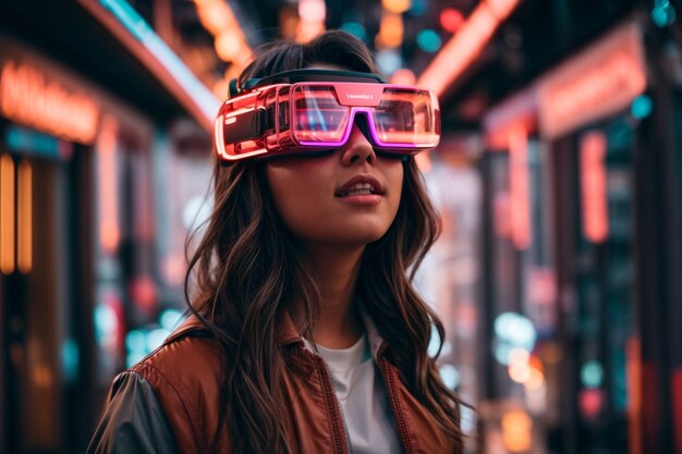 Mujer atractiva con gafas vr