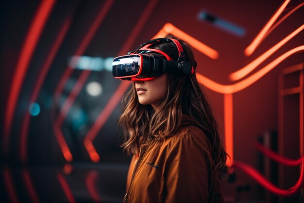 Mujer atractiva con gafas vr