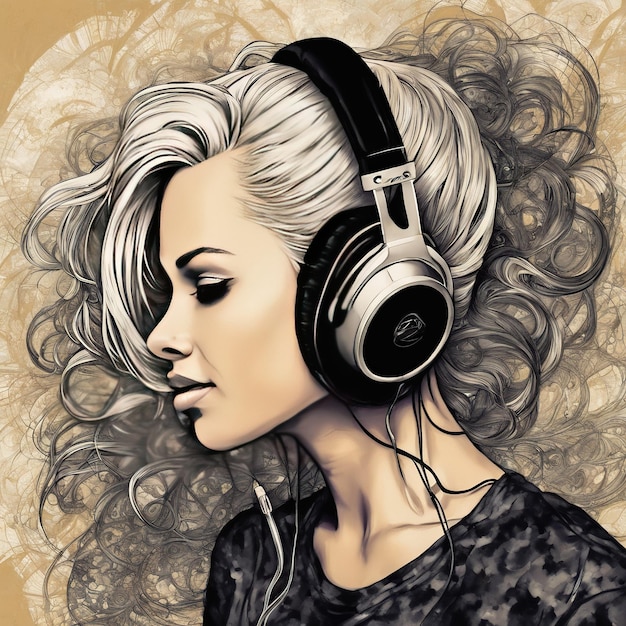 mujer con auriculares