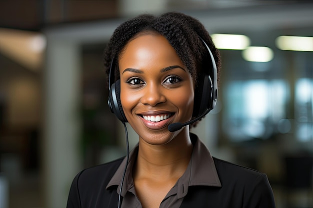 una mujer con auriculares