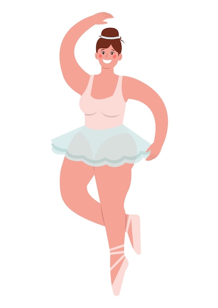 Mujer bailarina con sobrepeso cuerpo positivo confianza en sí misma linda