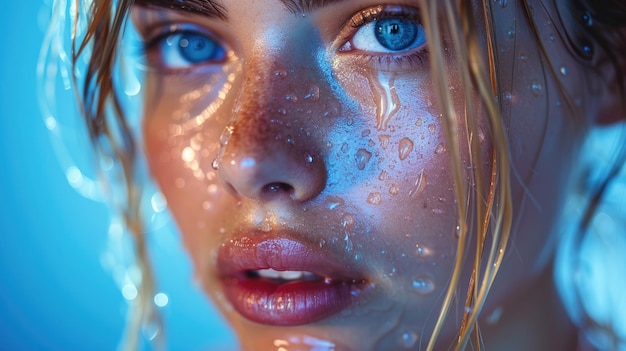 Mujer bebiendo agua después de un entrenamiento desafiante destacando la hidratación y la recuperación fondo de color sólido 4k ultra hd