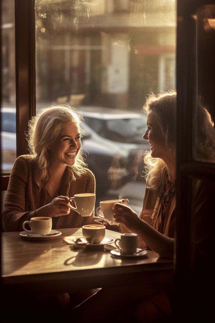 mujer bebiendo una taza de café