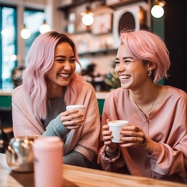 mujer bebiendo una taza de café